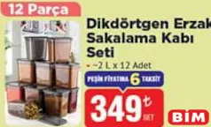 DİKDÖRTGEN ERZAK SAKALAMA KABI SETİ 12 PARÇA fiyat ve kampanya bilgisi